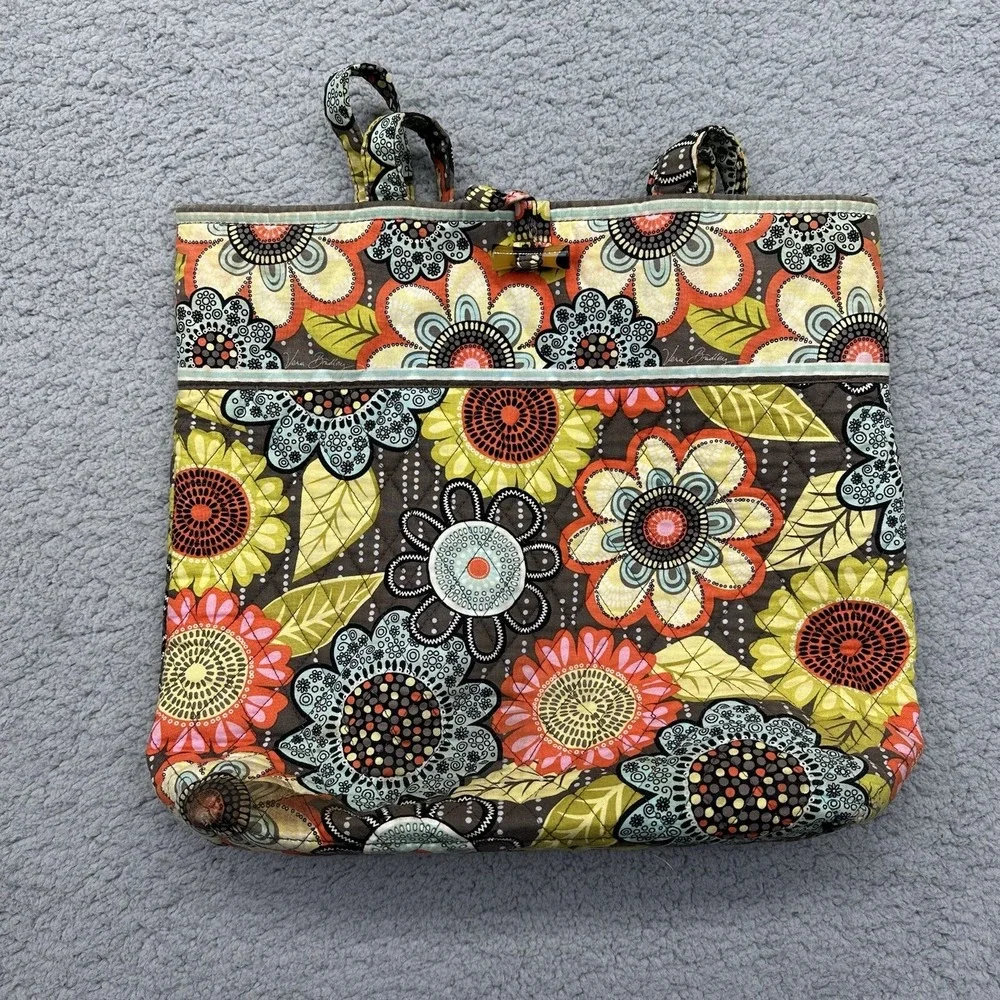 Vera Bradley Fabric Handbag Tote Bag Purse w/ Rare Vibrant Floral Pattern